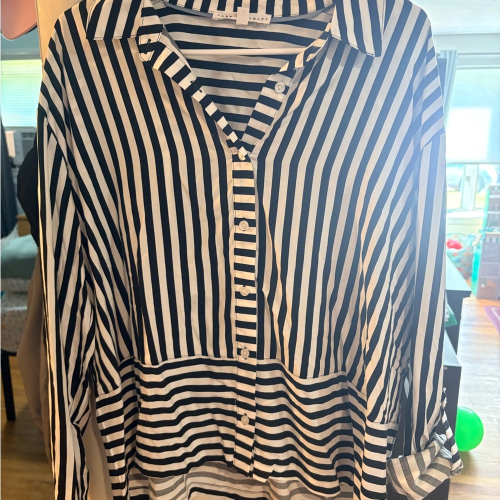 H&M Black and White Striped Button Down Shirt